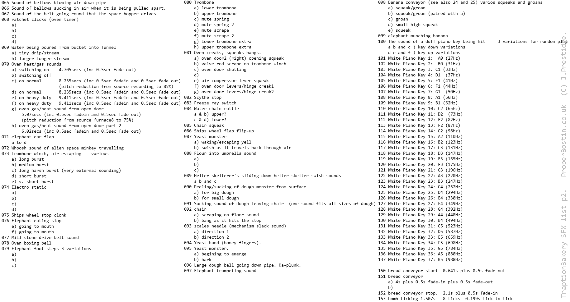 TraptionBakery sound effects list page 2/3.